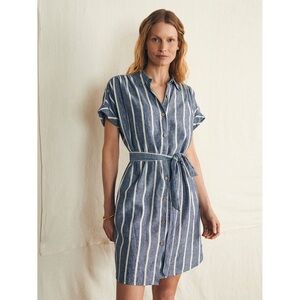 Faherty Blue and White Striped Mini Dress